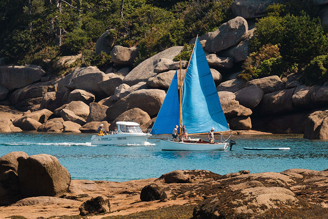 À bord d'une vieux gréement, Perros-Guirec, Côte de Granit Rose, Bretagne